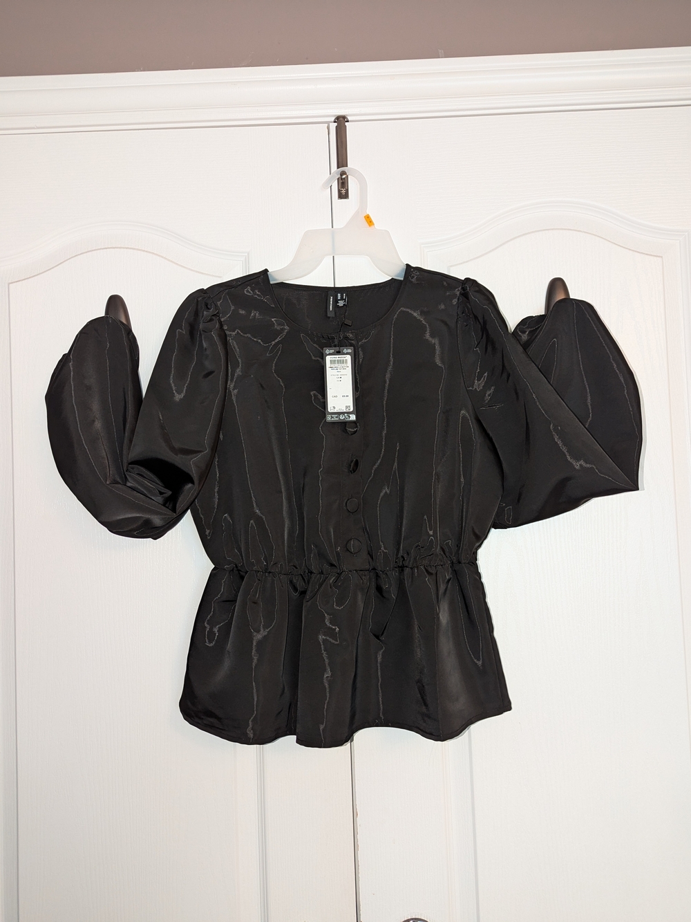 Vero Moda Black Puff Sleeve Peplum Blouse